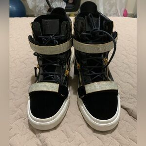 Giuseppe Zanotti Black and Gold High-Top Sneakers